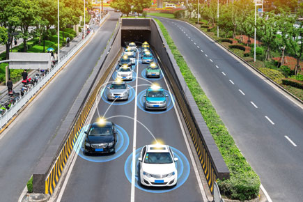 cars with sensors coming out of tunnel