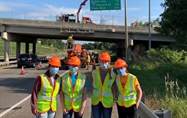 MnDOT interns at a bridge site